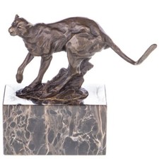 Sculpture Panthère en Bronze Antique sur un marbre noir D'après "Milo"