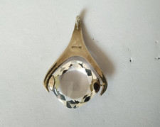 ANCIEN PENDENTIF TOURNANT ARGENT MASSIF CRISTAL STERLING pierre mobile