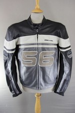 RICHA SILVER & BLACK LEATHER BIKER JACKET WITH CE ARMOUR & THERMAL LINING 44 IN