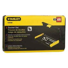 STANLEY 1-89-033 1/4" Drive 6 PT Socket and Bit Mechanic Tool Kit Silver 35 Pcs