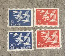 ISLAND&SUOMI FINLAND-1956- BIRDS-OISEAUX- 2 SETS-4 VAL MNH