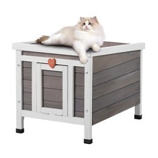 VEVOR Maison Cabane pour Chat d'Extérieur en Bois Abri avec Toit Porte en PVC