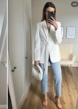 ZARA WOMAN NWT SS24 BELTED TUXEDO ECRU JACKET ZW COLLECTION 2635/188 SALE SI S 