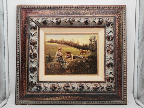 Tableau vintage huile sur - tableau,