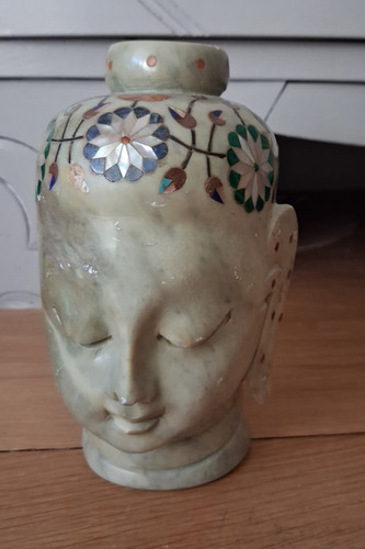 Vase tête bouddha marbre - vase,