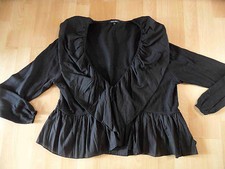 HEBBEDING joli cardigan boléro avec volants noir taille 3 w. NEUF HMI416