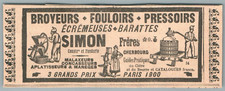 1907 Simon Frères Cherbourg Broyeurs Fouloirs Pressoir Ecrémeuse Pub Ancienne 50
