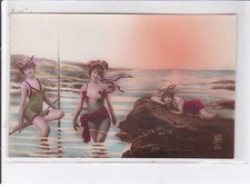 SURREALISM: photo montage, 5 postcard, swimmer - condition (1 postcard damaged)