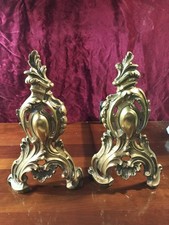 Paire de chenets en laiton