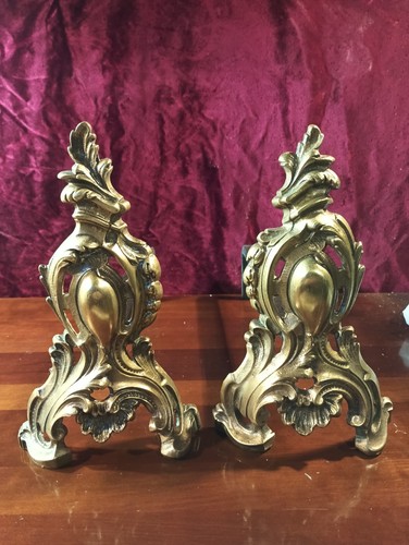 Paire chenets laiton - chenets, en