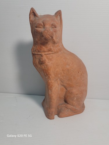 Sculpture chat terre - terre, cuite