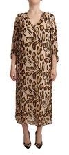 Robe PINK MEMORIES Beige Léopard Viscose À Manches 3/4 Midi IT38/US4/XS 800$
