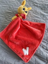 Doudou peluche kangourou jaune mouchoir rouge "W" WALIBI