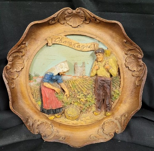 Rare assiette bois sculpté - assiette, en