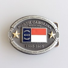 North Carolina State Flag Oval Belt Buckle Gurtelschnalle Boucle de ceinture