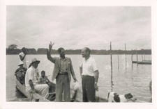 OLD PHOTOGRAPH ~1950 GUIANA OYAPOCK REGION GROUP OF MEN CANOE