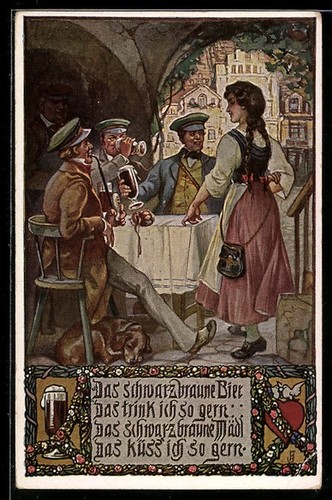 Carte postale serveuse - , chez