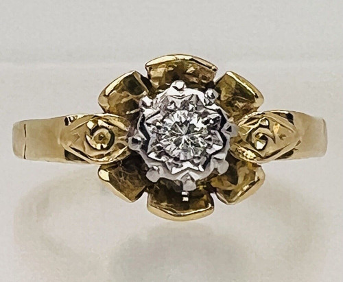 Bague solitaire diamant - solitaire, fleur