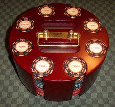 CASINO ROYALE - James Bond 007 VINTAGE Antique Wooden Case Poker Chips