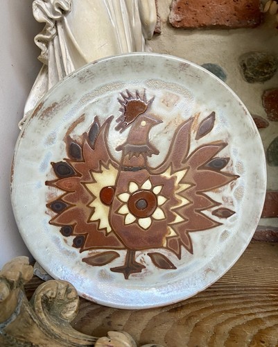 Assiette vintage coq oiseau - assiette,