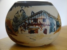 CIBOURE RF SMALL DECORATIVE VASE ROTATING DECOR BASQUE COUNTRY THEME ht 5.5 cm
