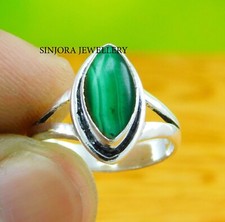 Bague cadeau fait main en argent sterling 925 pierre précieuse malachite tail...