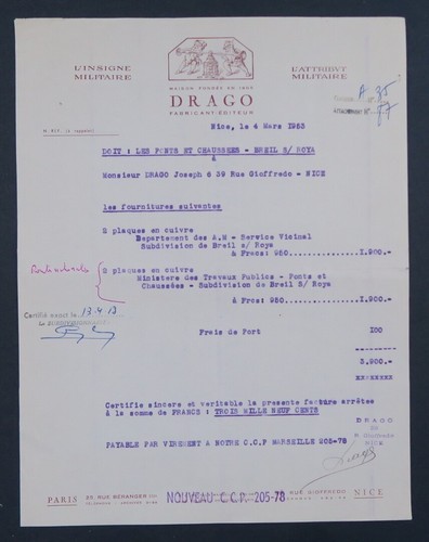 Facture 1953 insigne - facture,
