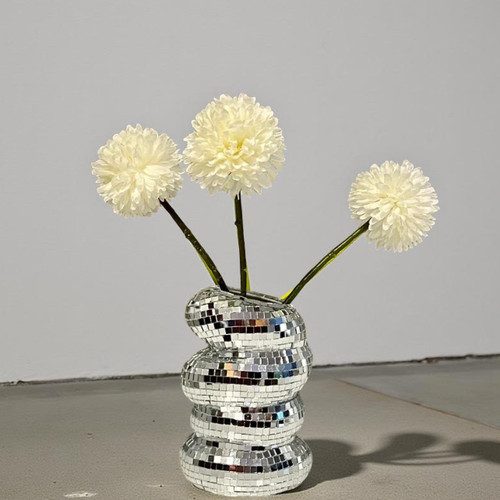 Vase boule facette disco - a,