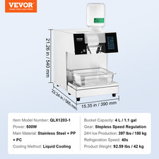 VEVOR Machine À Râper La Glace En Flacon De Neige Commerciale 180Kg/24H En Inox