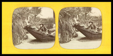 Homme et femme en costume dans une barque, ca.1870, stéréo jour/nuit (French Tis