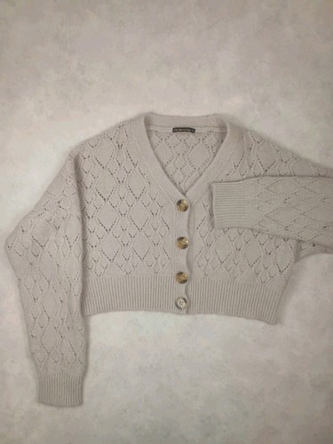 Gilet court ajouré beige