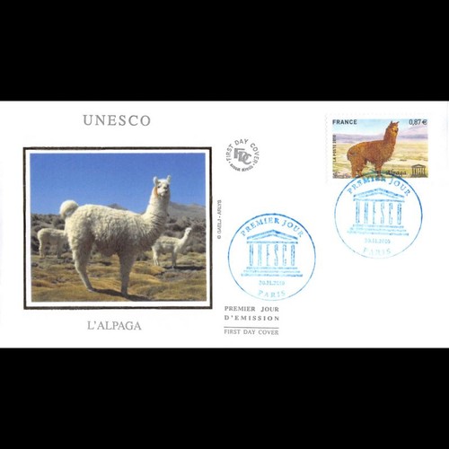 Fdc soie unesco l alpaga - fdc, l'alpaga