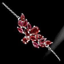 925 Argent Sterling Bracelet Poire Rubis 7x5mm Gemmes Naturelles Bijoux 16.5cm