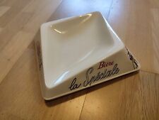 ANCIEN CENDRIER PUBLICITAIRE FAIENCE BIÈRE LA SPECIALE LA MEUSE 21 CM X 21 CM