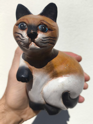 Statue chat siamois bois - statue,
