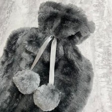 Grand Bouillotte 2L Gris Amovible Housse Moelleux Fausse Fourrure Thermothérapie