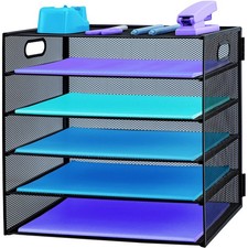 Bac à courrier à 5 Niveaux avec poignée, Organiseur de fichiers de Bureau en ...