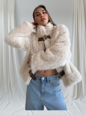 Veste fausse fourrure crème