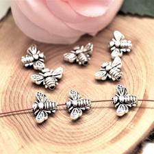 Perles abeilles métal argent