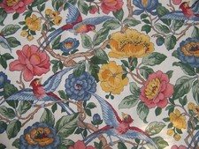 COUPON DE TISSU OISEAUX FLEURS