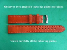 18 mm SOLIDE BRACELET CUIR DE VEAU VÉRITABLE FAUVE "ORANGE" ASPECT VINTAGE