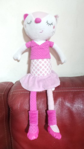 Peluche doudou chat blanc - , rose
