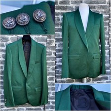 Gorgeous Balmain SS20 ButtonLess Closure Shawl Collar Emerald Blazer