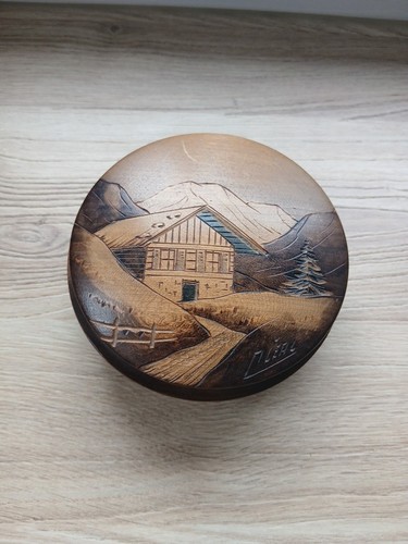 Ancienne boîte bois - bois, sculpté
