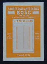 Catalog 1934 BOSC wooden roller blinds Saint-Dié Vosges antisolar