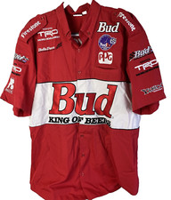 Vintage Nascar Racing Budweiser Bud Red White Authentic Men’s Size Large