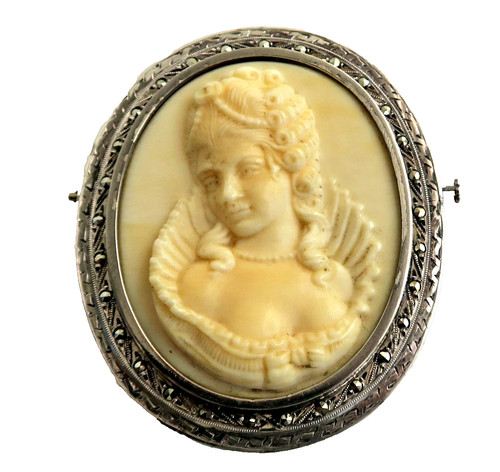 Broche camee femme col la - broche,