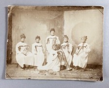 Antique PHOTO Orchestra Transvestite Gay Man Wind Instruments Brass Baritone