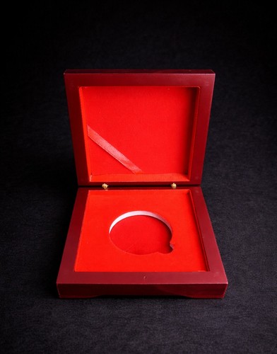 écrin luxe bois - rouge, 10x10cm