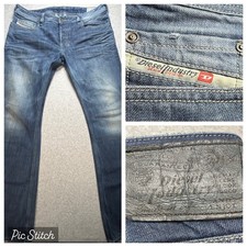 Diesel Zathan Jeans Mens 33x32 Blue Bootcut Made in Italy Distressed 008M2